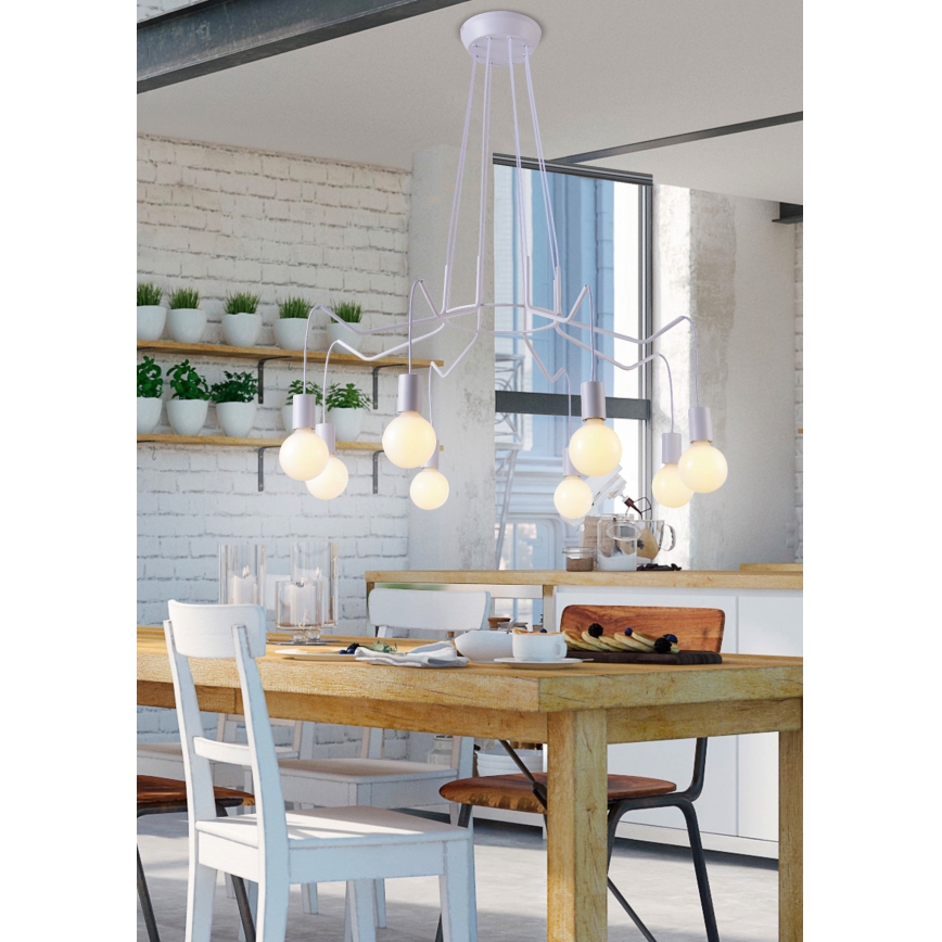 Lühter BASSO 8xE27/40W/230V valge