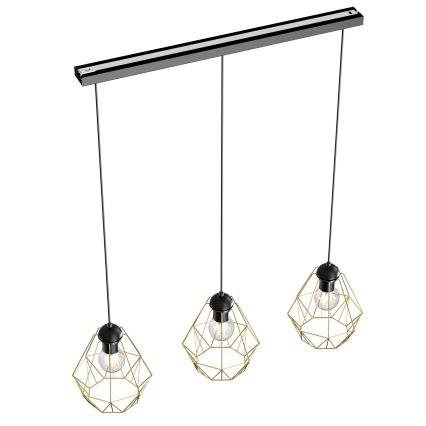 Lühter BERGEN 3xE27/60W/230V must/kuldne