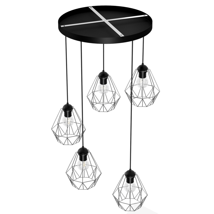 Lühter BERGEN 5xE27/60W/230V must/läikiv kroom