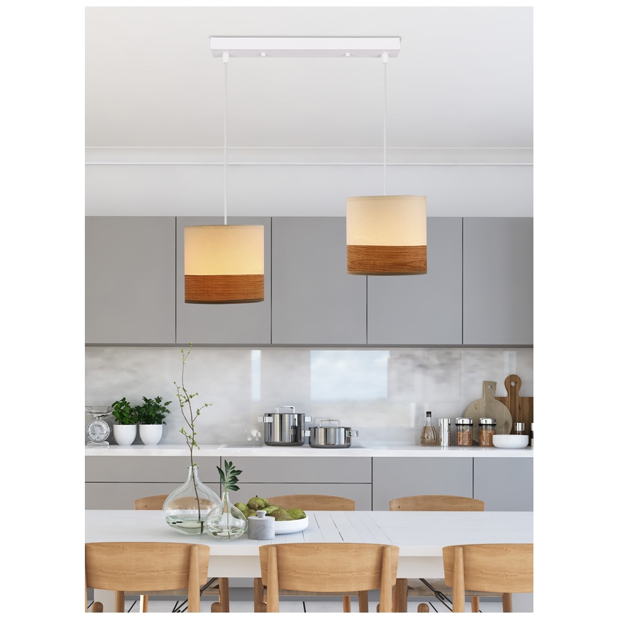 Lühter BIANCO 2xE27/40W/230V valge/pruun