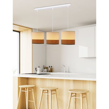 Lühter BIANCO 3xE27/40W/230V valge/pruun