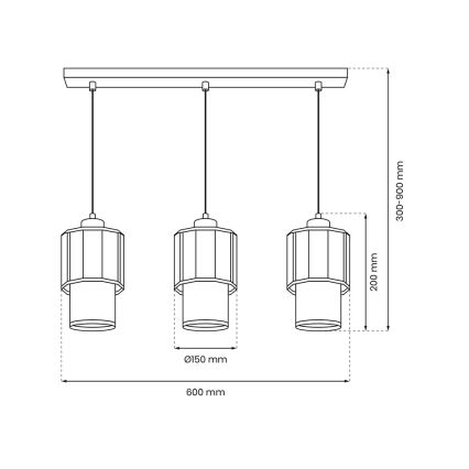 Lühter BLANCO 3xE27/60W/230V valge