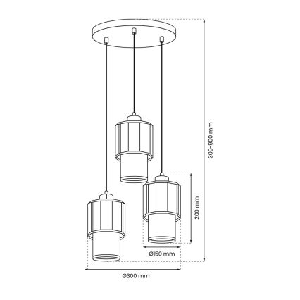 Lühter BLANCO 3xE27/60W/230V valge