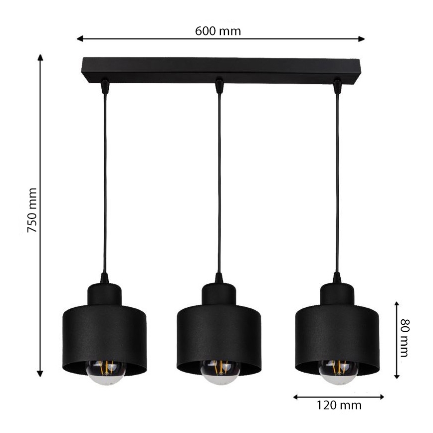 Lühter BODO 3xE27/60W/230V
