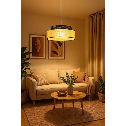 Lühter BOHO 1xE27/60W/230V d. 40 cm must/rotang