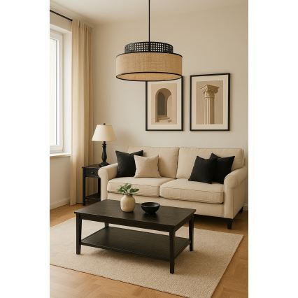 Lühter BOHO 1xE27/60W/230V d. 40 cm must/rotang