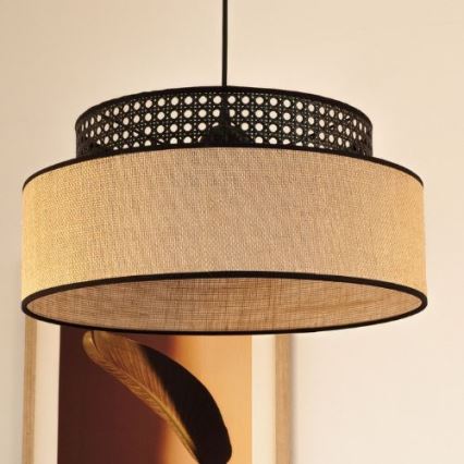 Lühter BOHO 1xE27/60W/230V d. 40 cm must/rotang