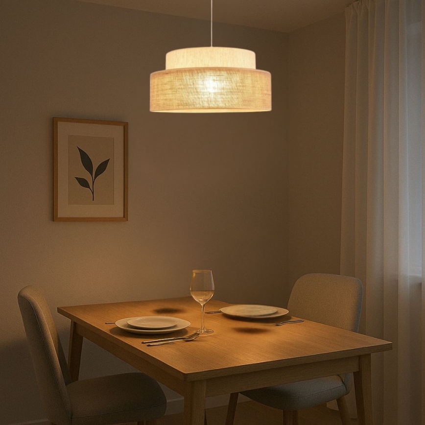 Lühter BOHO 1xE27/60W/230V kreemikas/beež