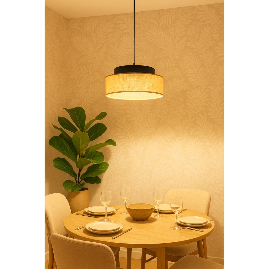 Lühter BOHO 1xE27/60W/230V must/beež
