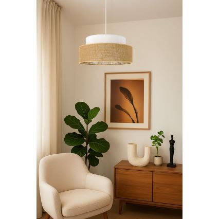Lühter BOHO 1xE27/60W/230V valge/beež