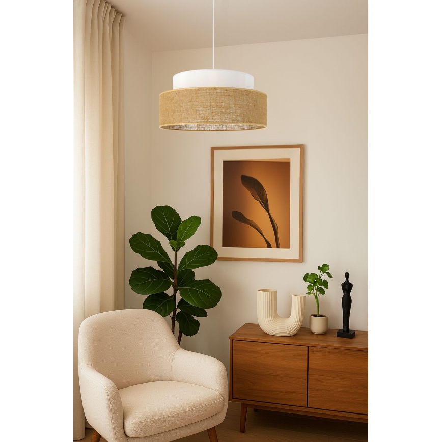 Lühter BOHO 1xE27/60W/230V valge/beež