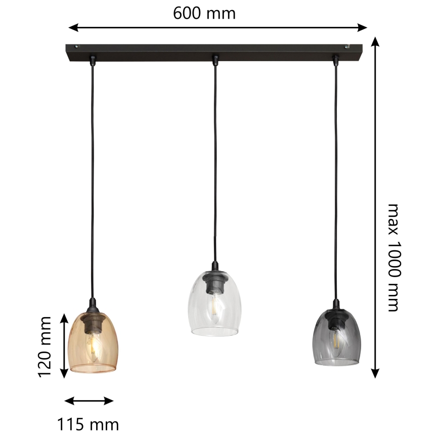 Lühter BRILLANT 3xE27/15W/230V beež/läbipaistev/hall