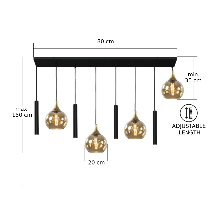 Lühter CALYPSO 4xGU10/60W/230V + 4xE27/60W must/kuldne