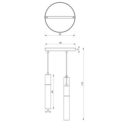 Lühter CASSA 3xGU10/60W/230V must, ümmargune