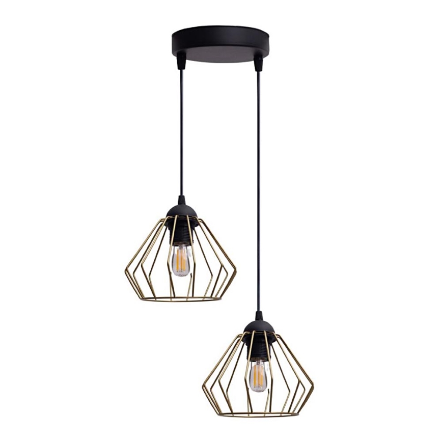 Lühter CEED GOLD 2xE27/60W/230V d. 28 cm must/kuldne