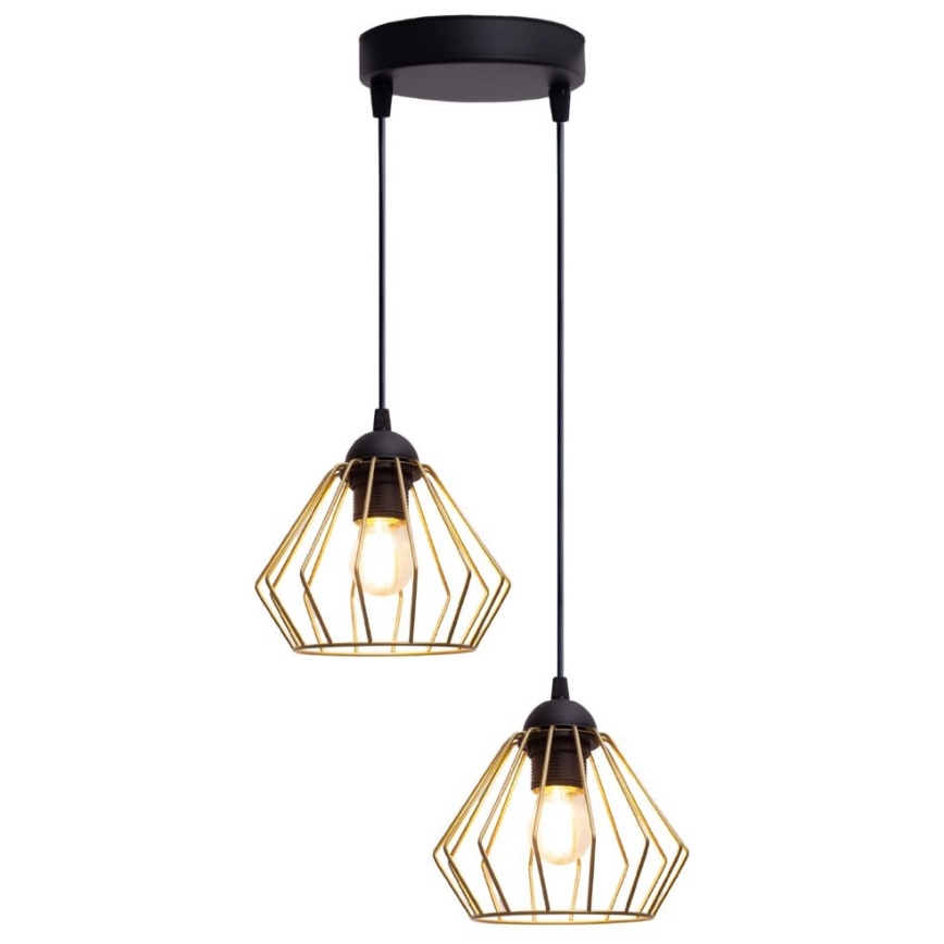 Lühter CEED GOLD 2xE27/60W/230V d. 28 cm must/kuldne
