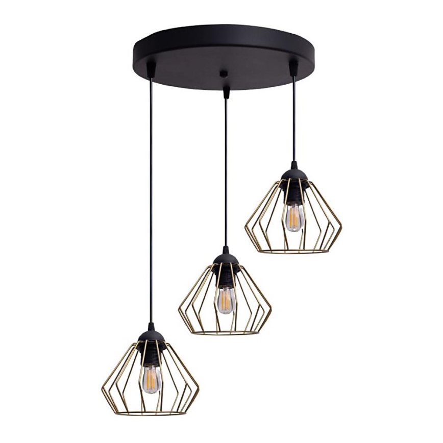 Lühter CEED GOLD 3xE27/60W/230V d. 45 cm must/kuldne