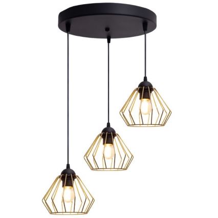 Lühter CEED GOLD 3xE27/60W/230V d. 45 cm must/kuldne