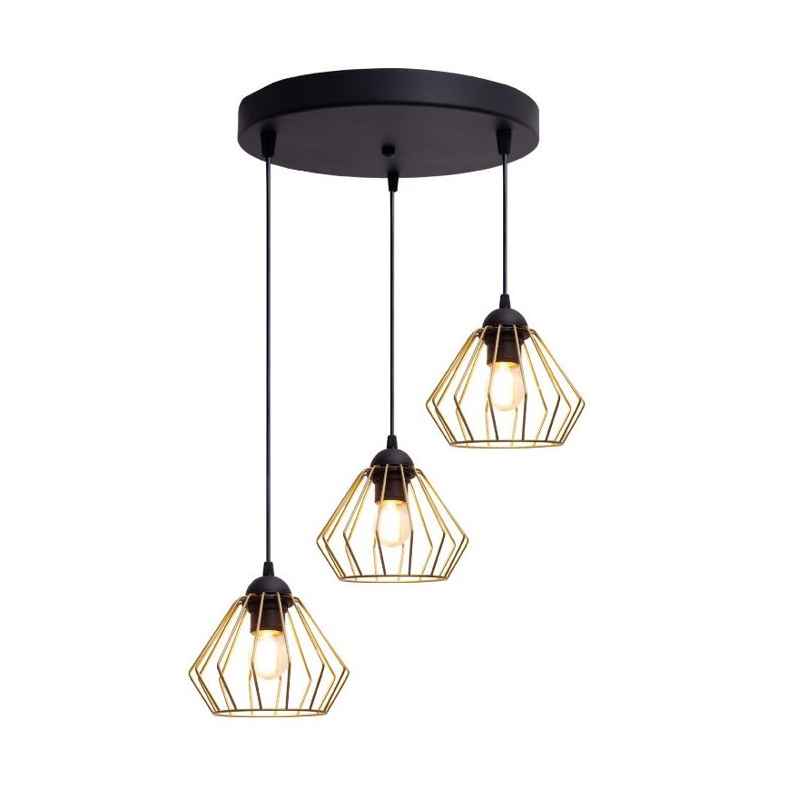 Lühter CEED GOLD 3xE27/60W/230V d. 45 cm must/kuldne