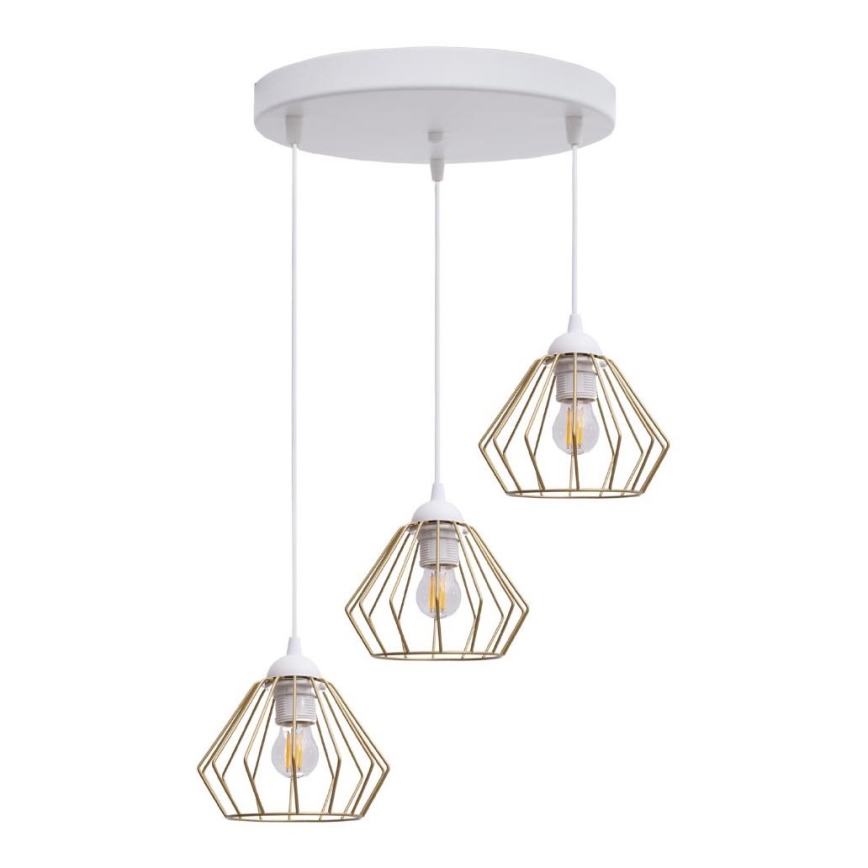 Lühter CEED GOLD 3xE27/60W/230V d. 45 cm valge/kuldne