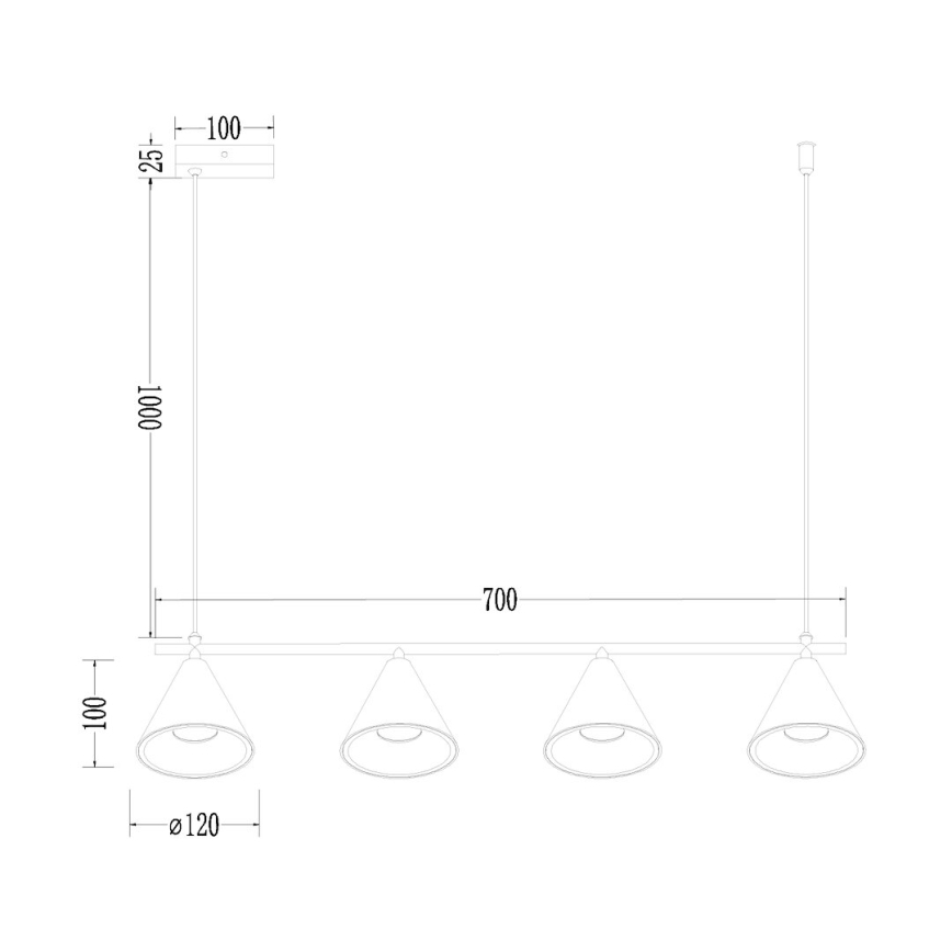 Lühter CONE 4xGU10/10W/230V kuldne/must