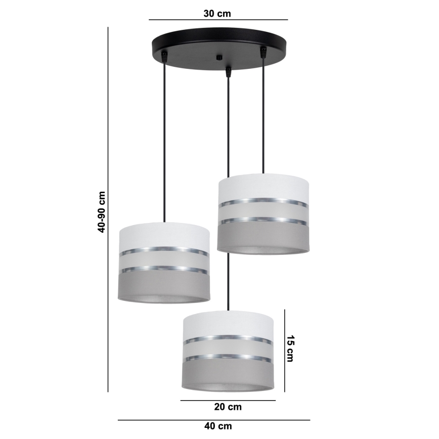 Lühter CORAL 3xE27/60W/230V valge/hall
