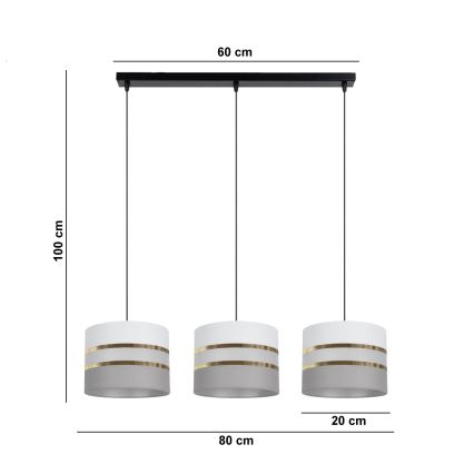 Lühter CORAL 3xE27/60W/230V valge/hall