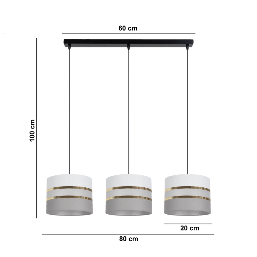 Lühter CORAL 3xE27/60W/230V valge/hall