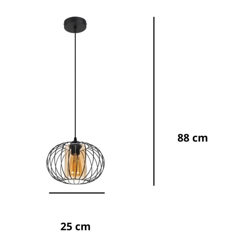Lühter CORRINI 1xE27/60W/230V d. 25 cm must/beež