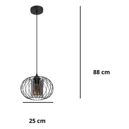 Lühter CORRINI 1xE27/60W/230V d. 25 cm must/hall