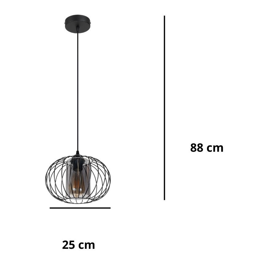 Lühter CORRINI 1xE27/60W/230V d. 25 cm must/hall