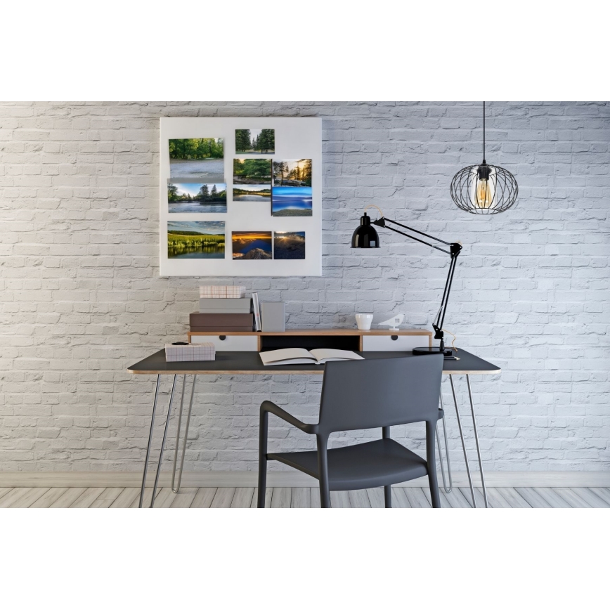Lühter CORRINI 1xE27/60W/230V d. 25 cm must/läbipaistev