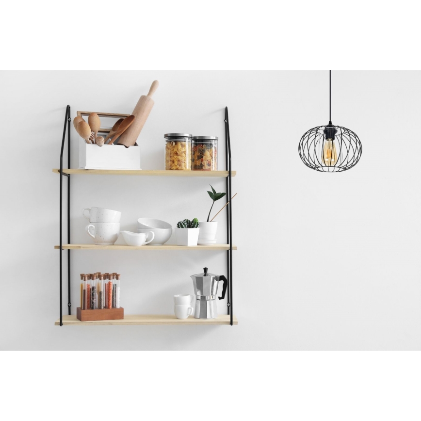 Lühter CORRINI 1xE27/60W/230V d. 25 cm must/läbipaistev