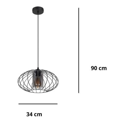 Lühter CORRINI 1xE27/60W/230V d. 34 cm must/hall