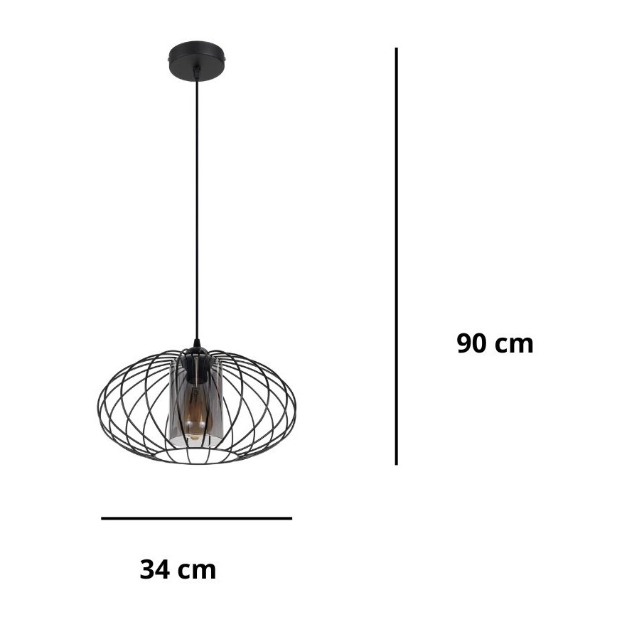 Lühter CORRINI 1xE27/60W/230V d. 34 cm must/hall