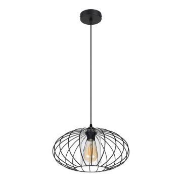 Lühter CORRINI 1xE27/60W/230V d. 34 cm must/läbipaistev