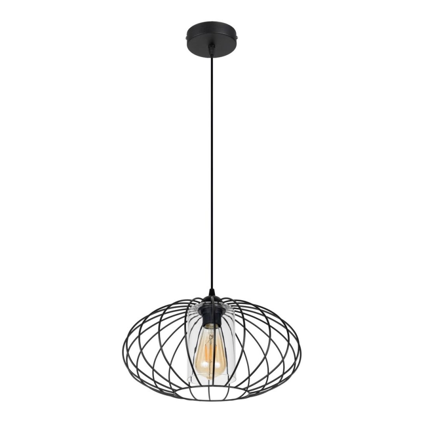 Lühter CORRINI 1xE27/60W/230V d. 34 cm must/läbipaistev