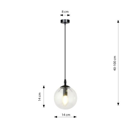 Lühter COSMO 1xE14/10W/230V d. 14 cm must/läbipaistev