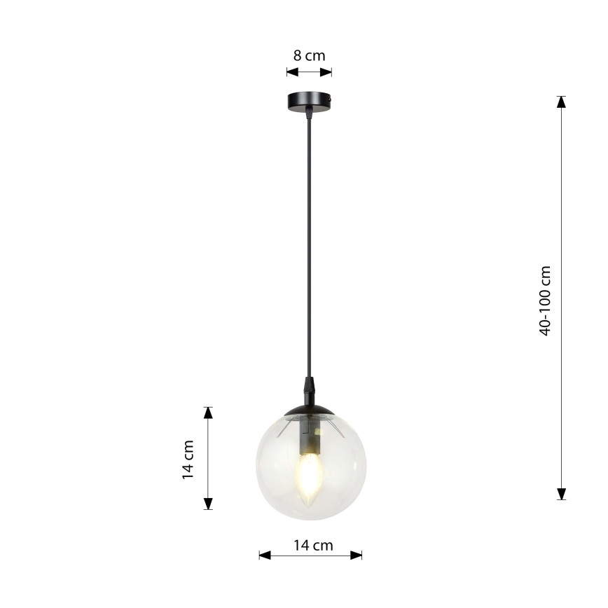 Lühter COSMO 1xE14/10W/230V d. 14 cm must/läbipaistev