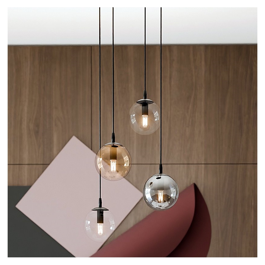 Lühter COSMO 4xE14/10W/230V d. 40 cm must/hall/beež/läbipaistev