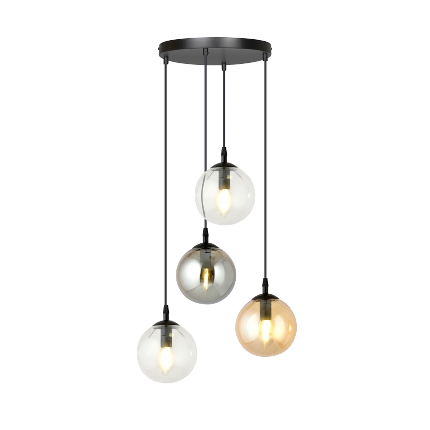 Lühter COSMO 4xE14/10W/230V d. 40 cm must/hall/beež/läbipaistev