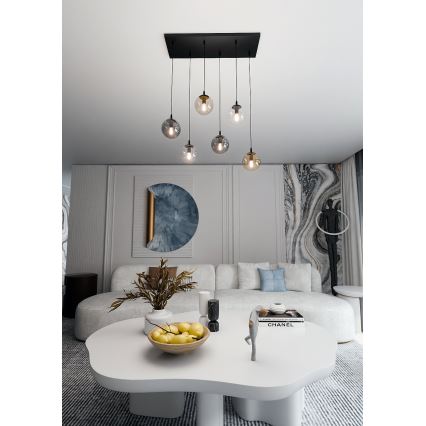 Lühter COSMO 6xE14/10W/230V must/hall/beež/läbipaistev