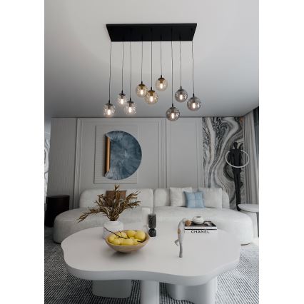 Lühter COSMO 9xE14/10W/230V must/hall/beež/läbipaistev