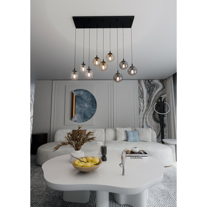 Lühter COSMO 9xE14/10W/230V must/hall/beež/läbipaistev