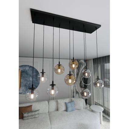 Lühter COSMO 9xE14/10W/230V must/hall/beež/läbipaistev