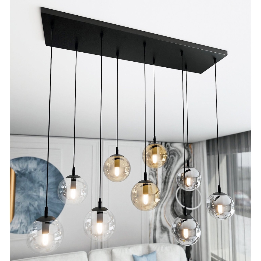 Lühter COSMO 9xE14/10W/230V must/hall/beež/läbipaistev