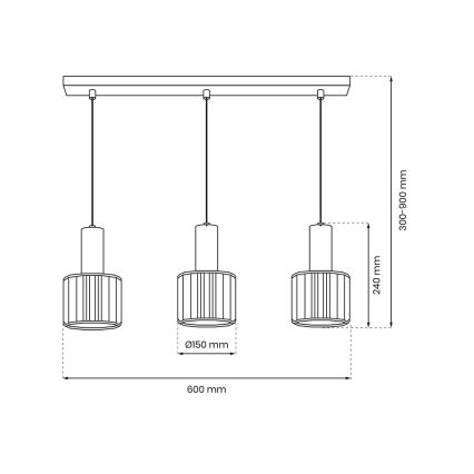 Lühter CRISTAL 3xE27/60W/230V must