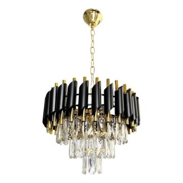 Lühter CRISTAL 5xE14/40W/230V kuldne/must