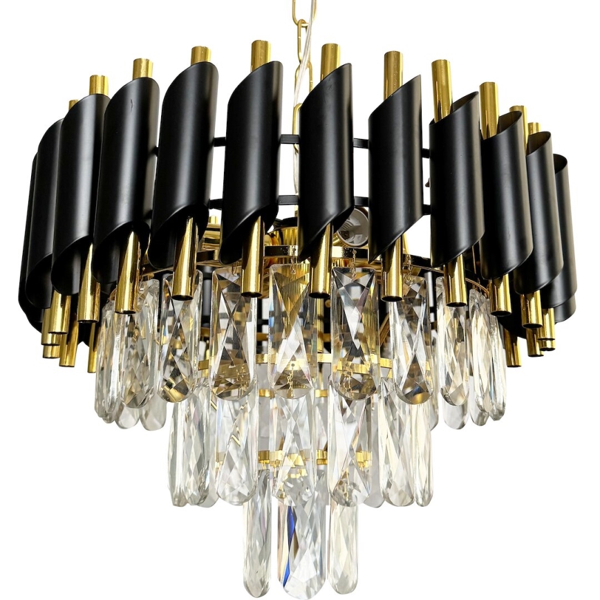 Lühter CRISTAL 5xE14/40W/230V kuldne/must
