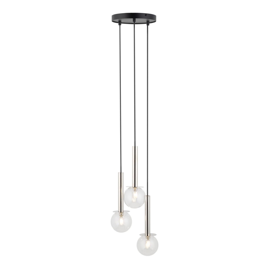 Lühter DAISY 3xG9/12W/230V d. 27 cm läikiv kroom/must/läbipaistev